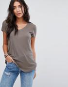 Brave Soul Belinda Dip Back T Shirt - Green