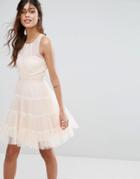 Little Mistress Tulle Mini Dress In Tiers - Pink