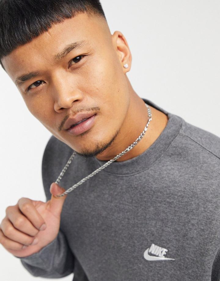 Nike Club Crew Neck Sweatshirt In Dark Gray-grey