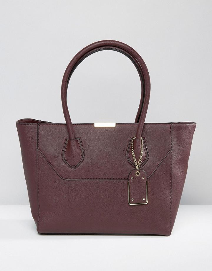 Aldo Unlined Tote Bag With Luggage Tag - Red