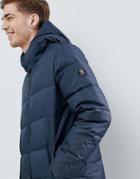 Original Penguin Quilted Hooded Puffer Jacket Sleeve Badge Logo In Navy