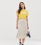 Glamorous Tall Bias Cut Midi Skirt In Satin-cream