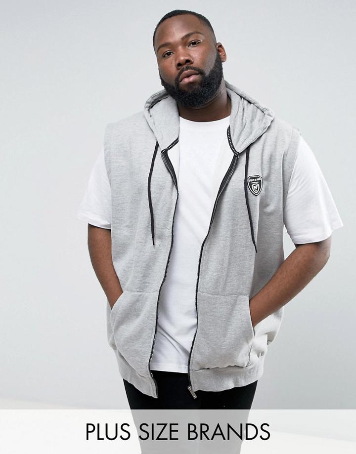 Loyalty And Faith Plus Zip Thru Vest Sleeveless Hoodie - Gray