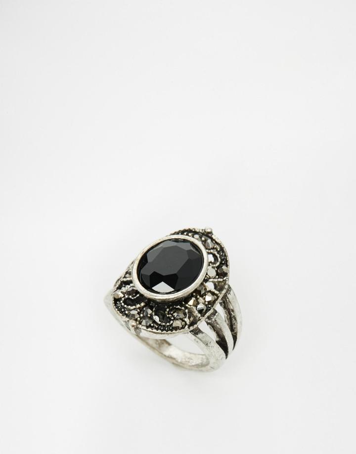 Asos Oval Hematite Filigree Ring - Hematite