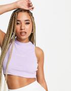 Sixth June High Neck Crop Top In Lilac Rib-purple