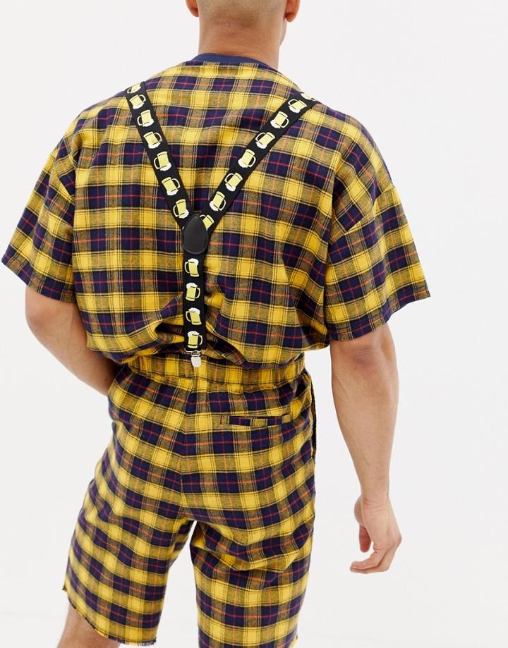 Boland Oktoberfest Beer Suspenders In Black And Yellow - Black