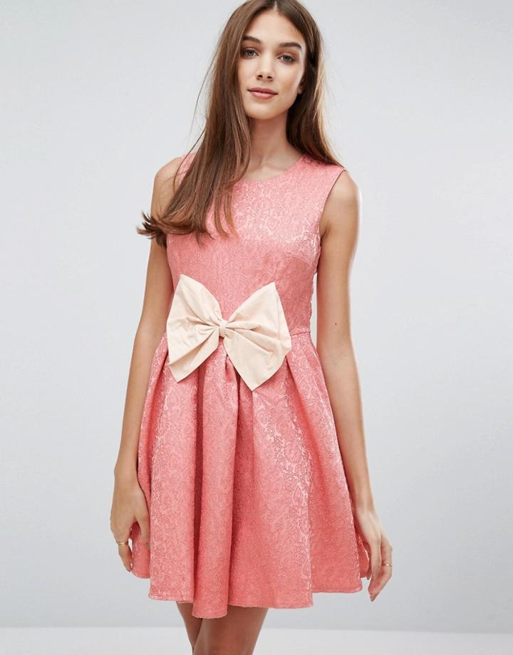 Madam Rage Jacquard Bow Dress - Pink