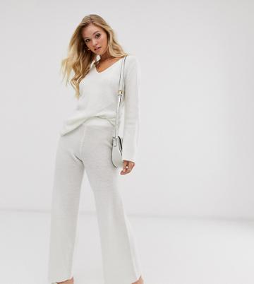 Micha Lounge Luxe Wide Leg Pants In Fine Wool Blend Knit Two-piece-white