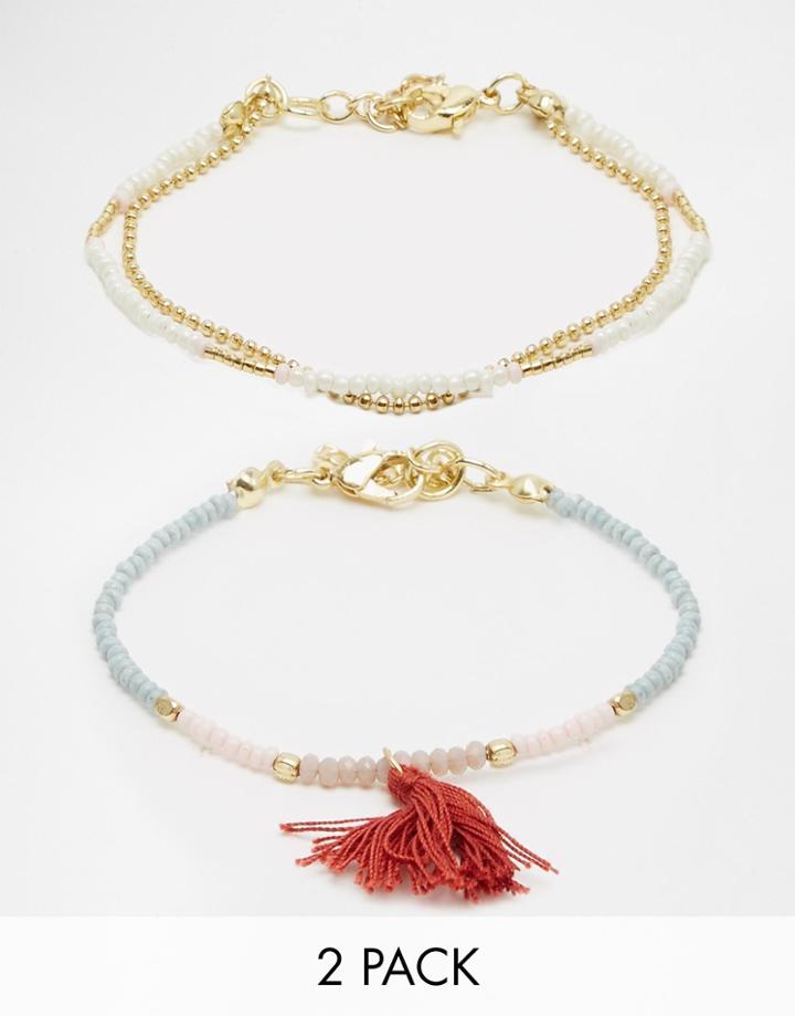Pieces Teressa Multipack Friendship Bracelets - Rouge Red