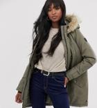 Vero Moda Tall Faux Fur Hooded Parka-green