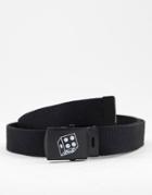 Asos Design Webbing Belt In Black With Dice Plate