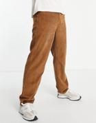 Asos Design Corduroy Baggy Jeans In Brown