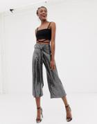 New Look Belted Culottes In Silver - Silver