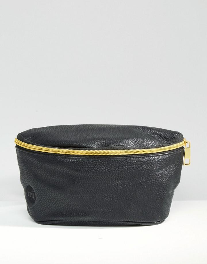 Mi-pac Tumbled Leather Look Bum Bag - Black