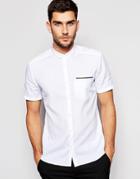 Hugo By Hugo Boss Smart Shirt With Trim Pocket Short Sleeves In Slim Fit White - White