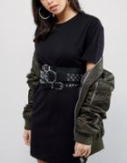 Asos Multi Row Stud And Eyelet Belt - Black