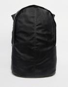 Asos Backpack In Black Faux Leather With Double Pocket - Black