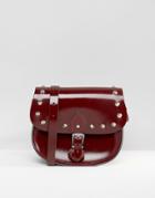The Leather Satchel Company Studded Saddle Bag - Red