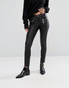 Vero Moda Zip Coated Skinny Jeans - Black