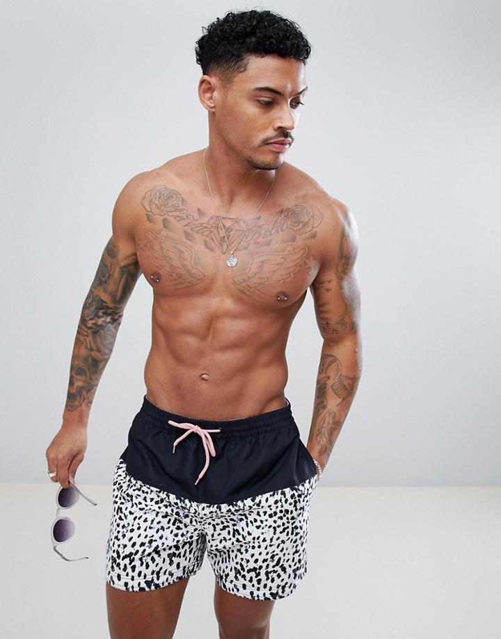 South Beach Swim Shorts With Polka Dot - Black