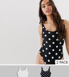New Look 2 Pack Swimsuits In Polka Dot And White - Multi