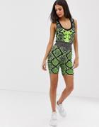 River Island Knitted Legging Shorts In Green Snake - Green