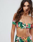 Boohoo Tropicana Bardot Bikini Top - Multi