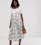 Asos Design Maternity Fluted Hem Midi Skirt In Floral Print - Multi