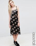 Asos Tall Mesh Insert Cami Dress In 90s Floral Print - Multi
