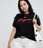 Asos Design Curve T-shirt With Gorgeous Print In Black - Black