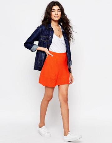 Never Fully Dressed Quilted Mini Skirt - Orange