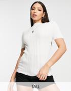 Topshop Tall Knitted Detailed Tee In White
