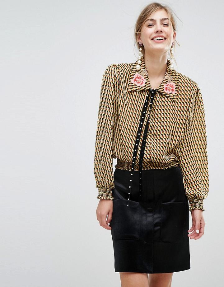 Sister Jane Blouse With Embroidered Collar - Multi