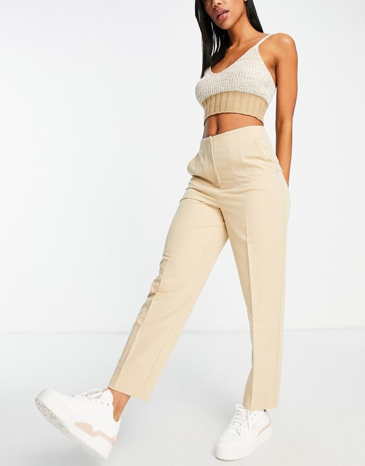 Miss Selfridge High Waisted Cigarette Pants In Camel-brown