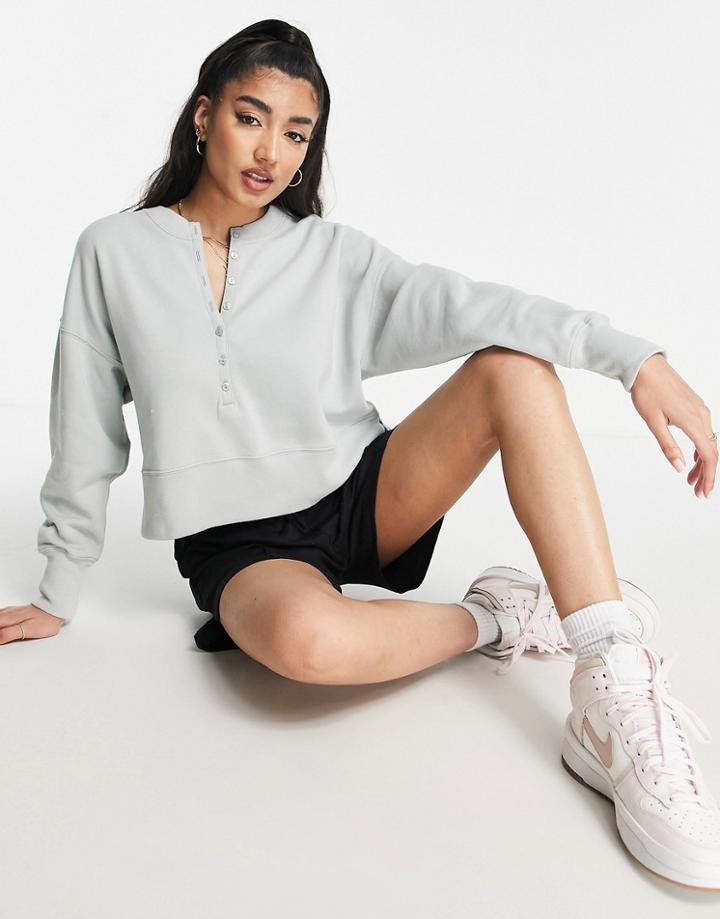 Abercrombie & Fitch 90's Henley Sweater In Gray