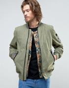 Element Flight Ma1 Bomber Jacket Camo Quilt Detatchable Liner In Green - Green
