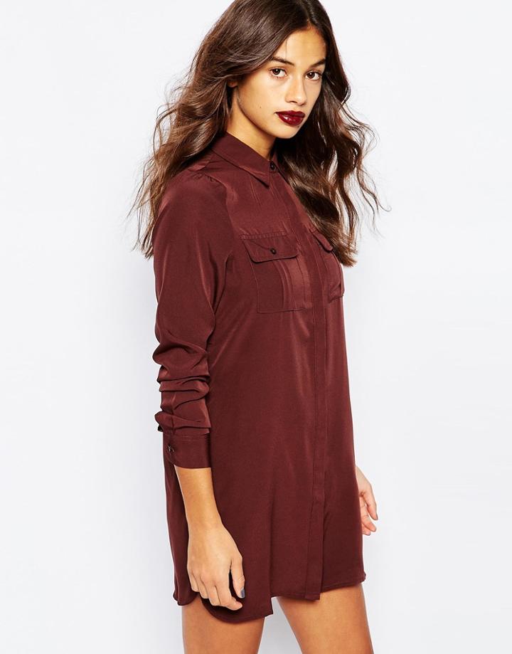 Vero Moda Long Sleeve Shirt Dress - Fudge
