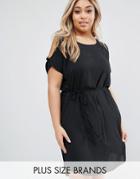 Koko Plus Dress With Cold Shoulder - Black