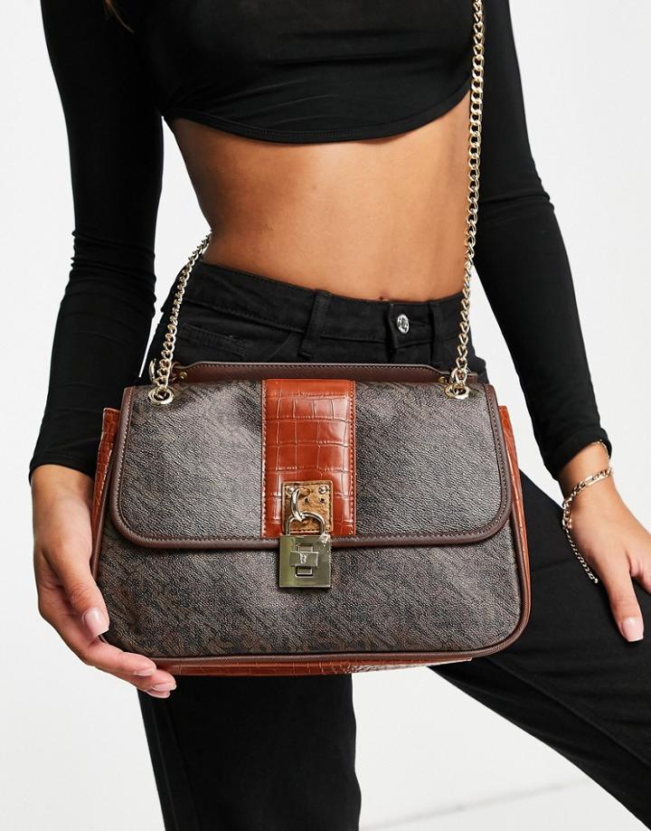 Steve Madden Bcortado Monogram Shoulder Bag In Brown
