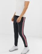 Asos Design Super Skinny Sweatpants With Side Stripe In Charcoal - Gray
