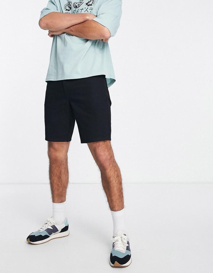 Asos Design Classic Rigid Denim Short In Black