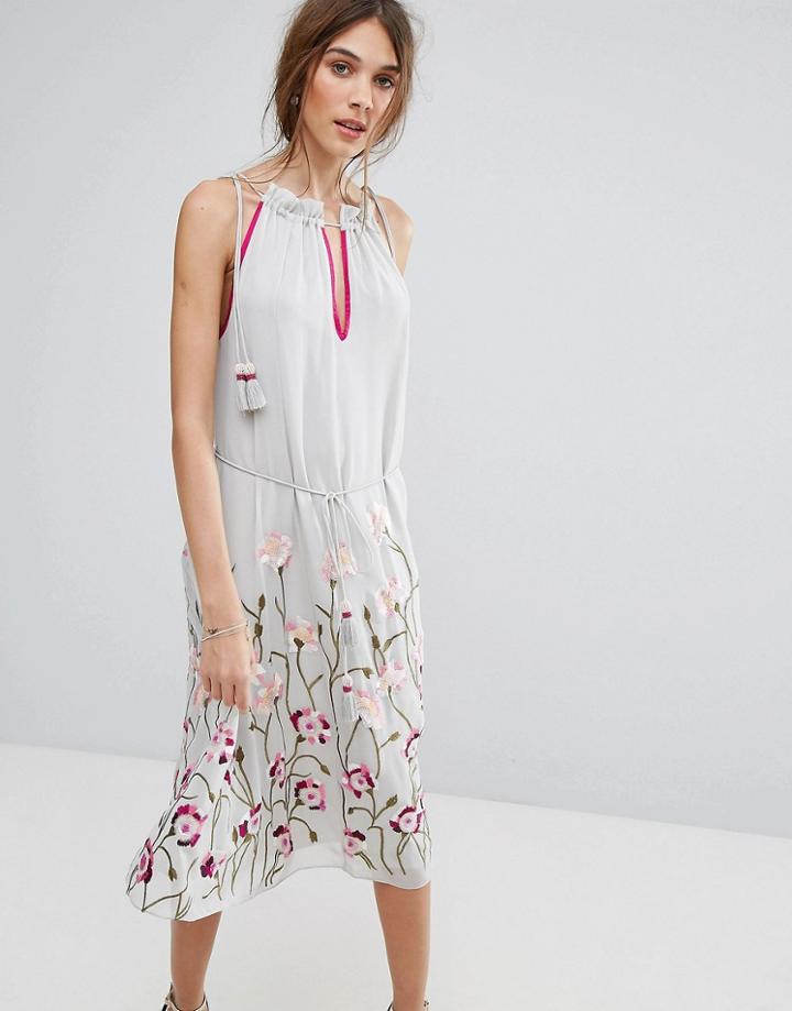 Miss Selfridge Embroidered Trapeze Dress - Black