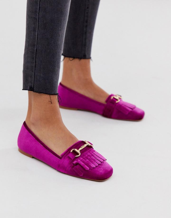 Asos Design Medallion Snaffle Loafer Flat Shoes In Magenta-pink