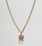 Asos Design Curve Exclusive Lionhead Door Knocker Necklace - Gold