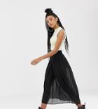 Collusion Sheer Pleated Skirt In Black - Black
