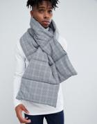 Asos Design Padded Scarf In Black Prince Of Wales Check - Black