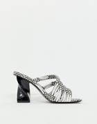 Asos Design Hyphen Tubular Block Heeled Sandals - Multi