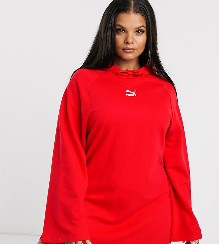 Puma Plus Hooded Dress In Red Exclusive To Asos