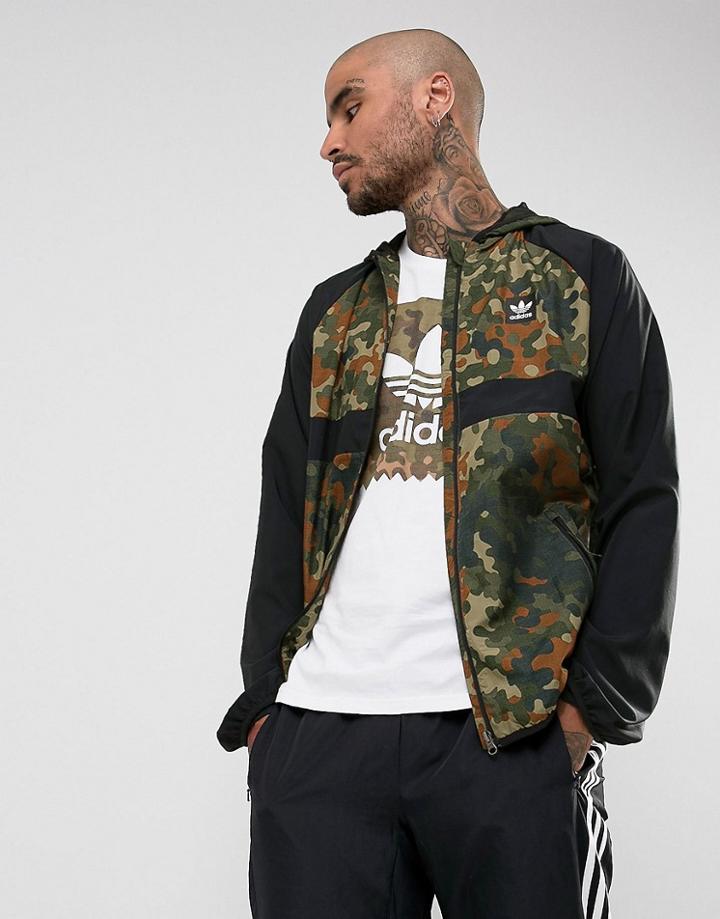 Adidas Skateboarding Windbreaker In Camo Print Br4020 - Black