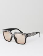 Asos Embellished Square Sunglasses With Brown Lens - Black